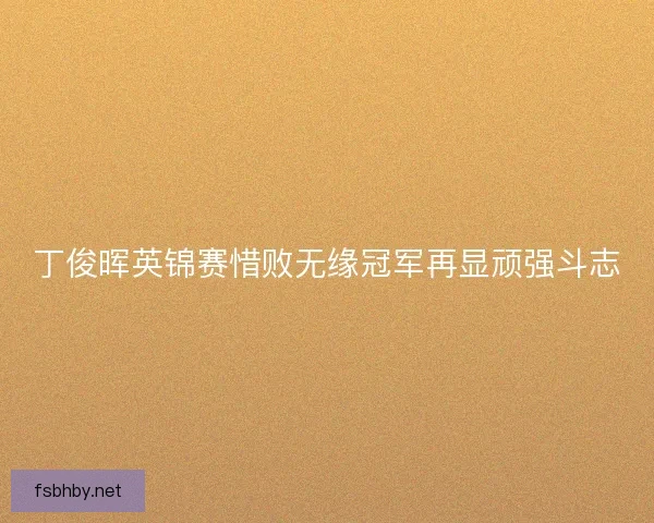 丁俊晖英锦赛惜败无缘冠军再显顽强斗志